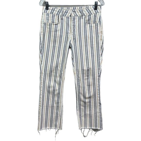 Pilcro And The Letterpress Womens Jeans High Rise Bootcut Striped Raw Hem Sz 28 - Picture 1 of 7